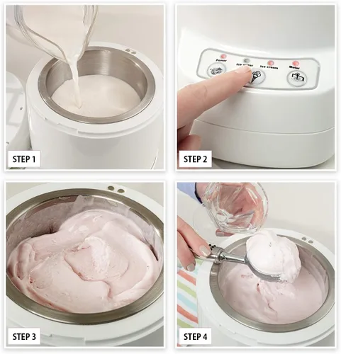 Miniatura 5 de Total Chef Ice Cream Factory - Máquina automática de helados eléctrica, 1.3 cuartos de galón (1.2 litros), color blanco, hace fácil yogur congelado