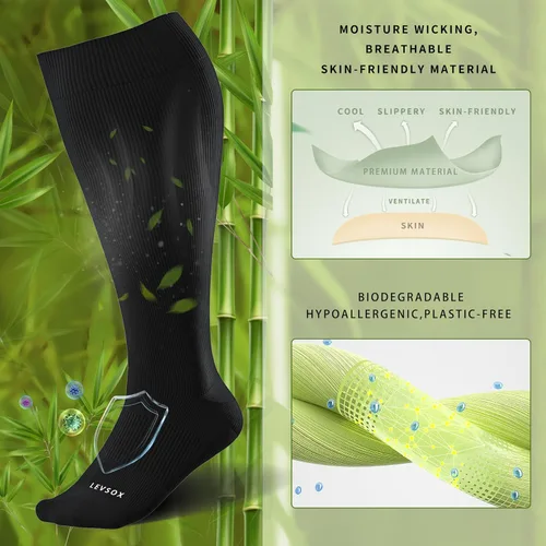 Miniatura 2 de LEVSOX Calcetines de compresión de pantorrilla ancha para mujeres y hombres, talla grande, 15-20 mmHg, hasta la rodilla, medias de gran soporte