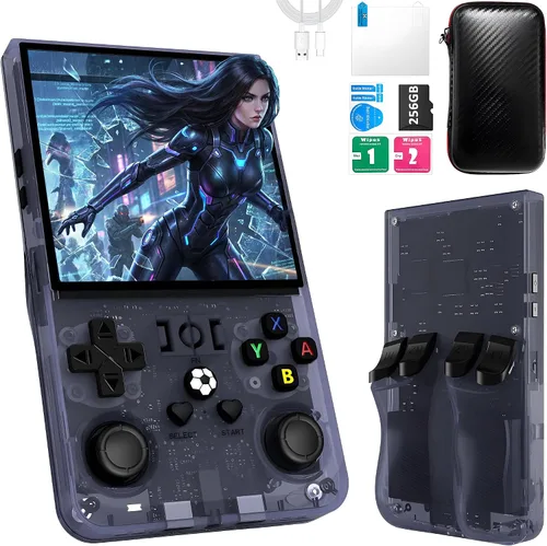 Miniatura 13 de Consola de juegos de mano R36MAX, consola de juegos retro con más de 40,000 juegos, tarjeta TF mini de 256GB, consola de video retro, 4,000 mAh