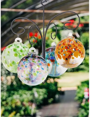 Miniatura 4 de Dale Tiffany Vidrio soplado a mano, 8 pulgadas de diámetro celta, colección árbol de la vida, globo de bruja colgante jardín interior/exterior