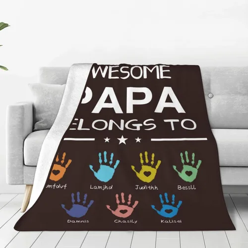 Miniatura 24 de Manta personalizada para papá con nombres de niños de 1 a 10 años, manta con texto en inglés "Thank You for Being The Best Dad Ever", para el Día