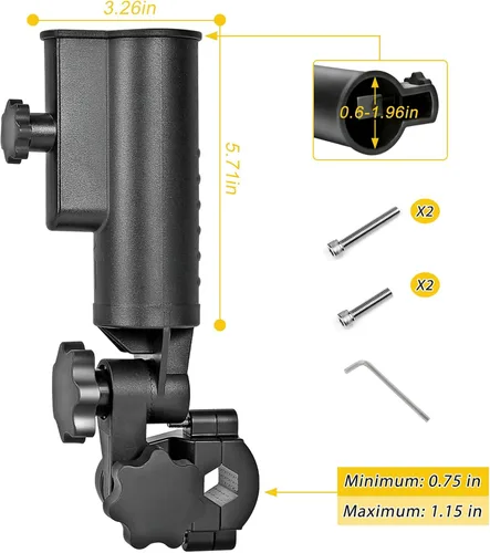 Miniatura 2 de Soporte de paraguas de carrito de golf resistente, base de aluminio ajustable de 180° para cochecito, bicicleta, silla de ruedas, bicicleta, silla