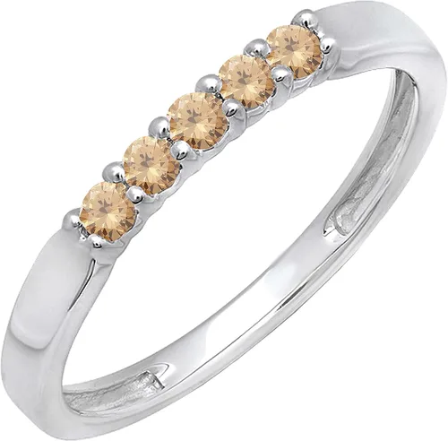 Miniatura 93 de Dazzlingrock Collection Anillo de boda redondo de 5 piedras preciosas o diamantes para mujer en oro macizo de 10 K/14 K/18 K