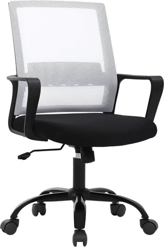PayLessHere Silla de oficina para computadora, silla ergonómica de malla, respaldo medio, silla giratoria para oficina en casa, silla de escritorio