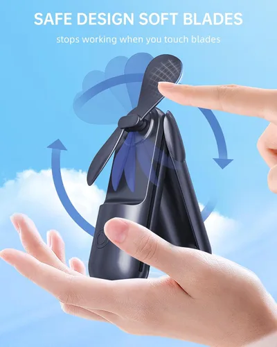 Miniatura 4 de Mini Ventilador de Mano, Ventilador de Mano Portátil con USB Recargable, Batería Operada de 2000 mAh, 3 Velocidades Ajustables, Pequeño Ventilador
