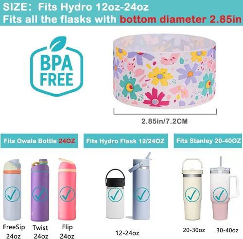 Miniatura 2 de HEYSKAY Funda protectora de silicona para botella de agua Hydro Flask y compatible con Stanley Tumbler, Yeti, Simple Modern, accesorios para Flor