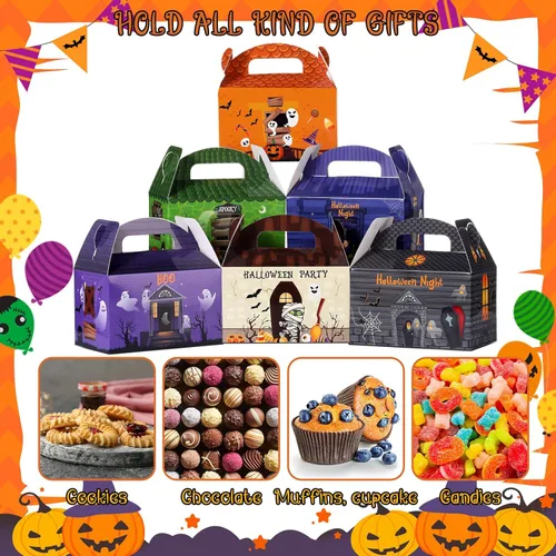 Miniatura 3 de TaoBary Juego de 24 cajas de dulces de Halloween, cajas de regalos de Halloween, cajas de regalos para regalos de cumpleaños, galletas, caja
