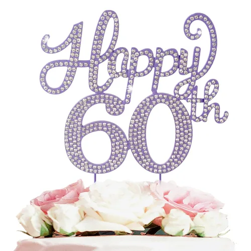 Miniatura 29 de LASKYER Decoración de feliz cumpleaños número 10, decoración de pastel de diamantes de imitación dorados de 10º cumpleaños – Letrero de metal