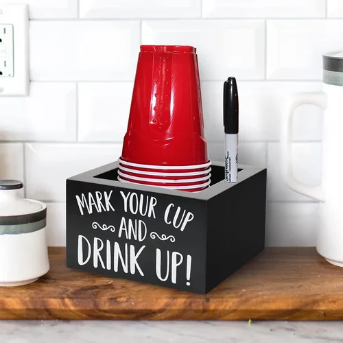 Miniatura 6 de Dispensador de tazas de madera para fiesta con organizador y portavasos para decoración moderna del hogar de granja, suministros para fiestas