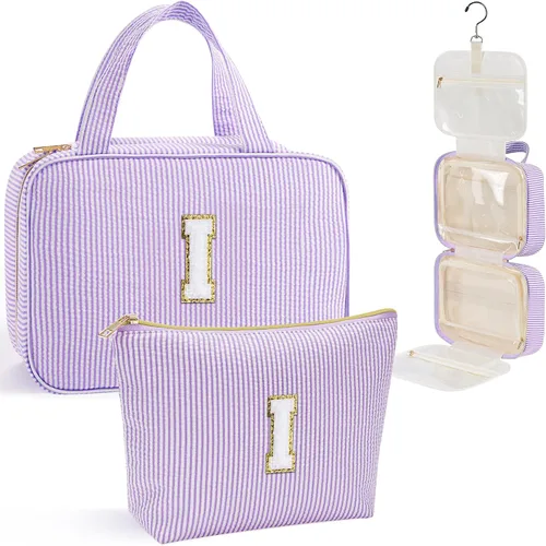 Miniatura 35 de YOOLIFE Regalos de cumpleaños para mujeres adolescentes, neceser colgante con inicial para mujeres, adolescentes y niñas, bolsa de aseo de viaje