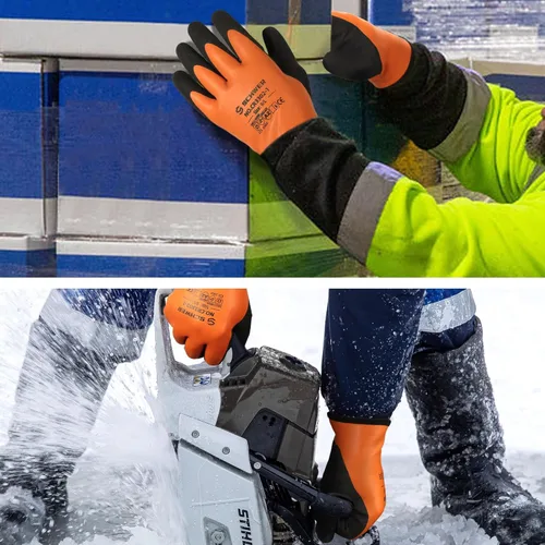 Miniatura 5 de Schwer Guantes de trabajo de invierno 100% impermeables, ANSI A2, resistentes a los cortes, guantes de congelador para clima frío al aire libre
