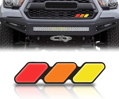 Miytsya 1 emblema de rejilla tricolor, accesorios de decoración universales compatibles con Toyota 4Runner Tacoma Tundra y otras rejillas de malla o