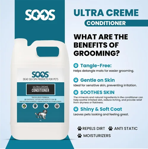 Miniatura 4 de Soos Acondicionador para mascotas Ultra Crème Natural Minerales del Mar Muerto, pulido de absorción profunda con vitaminas, aceites esenciales