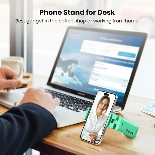 Miniatura 4 de Klearlook - Soporte ajustable 4 en 1 para teléfono, visualización manos libres de rotación de 360°, artículos esenciales de viaje plegables, Verde