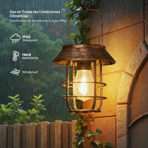Miniatura 2 de Ahaorigin Faroles solares al aire libre impermeables, luces solares colgantes de alta luminosidad para exteriores con ganchos de pared, faroles
