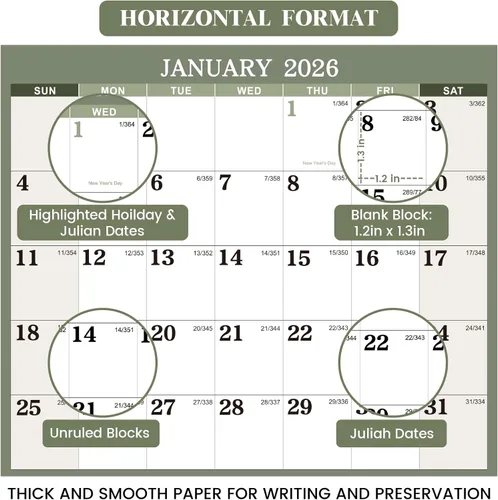 Miniatura 5 de Calendario anual de pared 2026 – Calendario de borrado en seco 2026 para pared, 34.6 x 22.9 pulgadas, enero 2026 a diciembre de 2026, calendario
