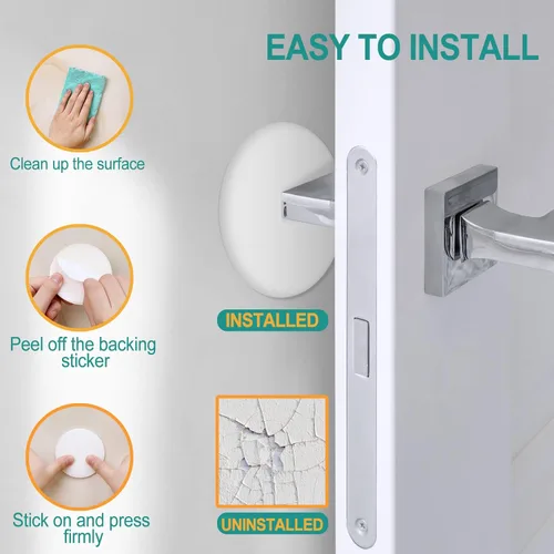Miniatura 4 de [3.15"] Topes de Puerta Protectores de Pared, 6 Piezas Grandes Amortiguadores de Puerta de Silicona Blanca con Adhesivo Fuerte Engrosado