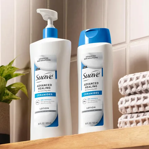 Miniatura 7 de Suave + Loción curativa avanzada para manos y cuerpo para mujeres con ceramidas para piel muy seca, hidratante, no grasosa, crema hidratante sin