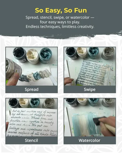 Miniatura 7 de The Crafter's Workshop Stencil Butter - Juego de pintura acrílica Coastal - Pasta de textura metálica boutique para arte, lienzo, diarios y tarjetas