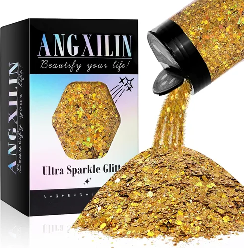 Miniatura 10 de Purpurina artesanal mixta holográfica gruesa y fina, 190g/6.7oz a granel, lentejuelas láser para arte de uñas, cara y cuerpo, para hacer joyas