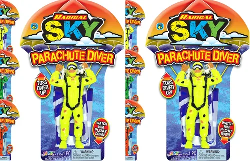Miniatura 8 de JA-RU Juguetes de paracaídas para niños (paquete de 6) figuras de acción de paracaídas voladoras rojas, amarillas o verdes Juguetes de recreo al