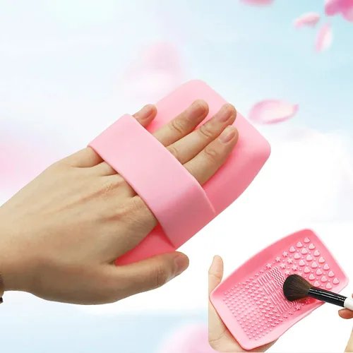 Miniatura 4 de Paquete de 2 alfombrillas de limpieza de brochas de maquillaje de silicona, limpiador de brochas de maquillaje portátil, herramienta de lavado