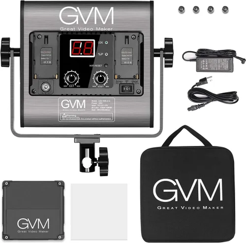 Miniatura 9 de GVM - Luces de video bicolor LED con función de aplicación, CCT variable 2300K-6800K y 10% -100% de brillo con pantalla digital para grabación