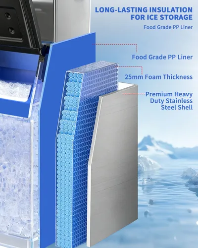 Miniatura 4 de Cubo de almacenamiento comercial para máquina de hielo, capacidad de 300 libras, contenedor de almacenamiento de hielo comercial de acero inoxidable