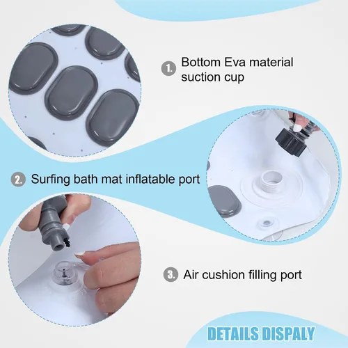 Miniatura 4 de Tapete de baño portátil de burbujas para spa, tapete de baño antideslizante de cuerpo completo con control remoto, almohada y bomba de aire