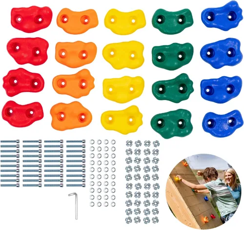 Miniatura 10 de Squirrel Products Soportes de escalada en roca para niños, rocas de escalada extra grandes de lujo con accesorios de montaje – DIY pared de roca