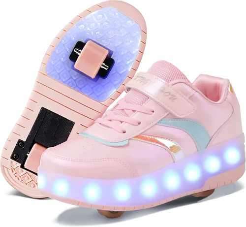 Zapatos con ruedas para niños y niñas, patines, zapatillas deportivas con luz LED recargable para principiantes, el mejor regalo