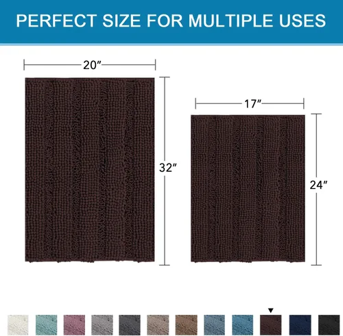 Miniatura 375 de H.VERSAILTEX Tapetes de baño antideslizantes para baño, alfombras de baño extragruesas de felpilla a rayas, tapetes de baño de 47" x 17", alfombras