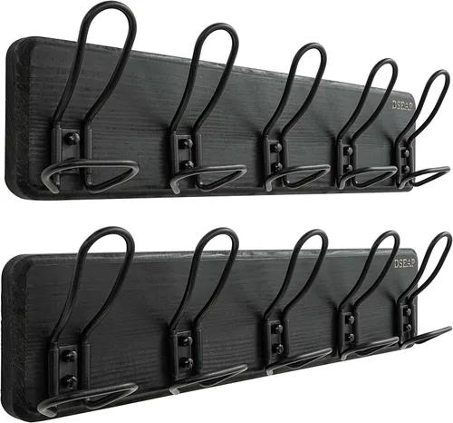 Miniatura 9 de Dseap Perchero de Pared Montado - Perchero Resistente de Granja Rústico de Pared con 5 Ganchos de Alambre para Ropa, Sombrero, Chaqueta, Toalla