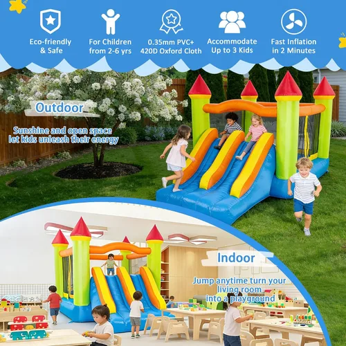 Miniatura 4 de Casa hinchable inflable para niños de 3 a 10 años, casa hinchable con gran tobogán y soplador, 13 pies de largo x 8.2 pies de ancho x 8 pies