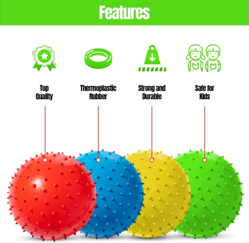 Miniatura 4 de New Bounce Knobby - Juego de 4 bolas inflables sensoriales con bomba de 8.5 pulgadas para niños, juguetes texturizados para niños, terapia