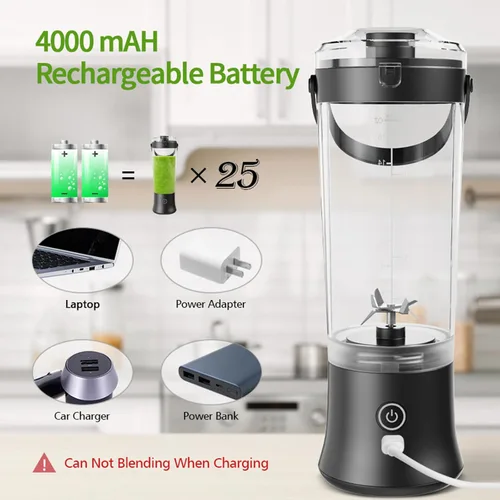 Miniatura 6 de Potente 7.4 V eléctrico Juicer Cup con textura de diseño portátil para frescura Mezcla de frutas en casa Gimnasio Oficina Licuadora de alta velocidad