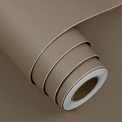 Miniatura 8 de FunStick Papel tapiz grueso marrón tostado para despegar y pegar, papel adhesivo marrón mate para gabinetes, estantes, gabinetes de cocina, papel