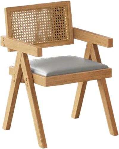 Miniatura 35 de YVYKFZD Juego de sillas de comedor de ratán, sillas de comedor de madera, sillas de cocina con respaldo tejido, sillón tapizado, silla auxiliar