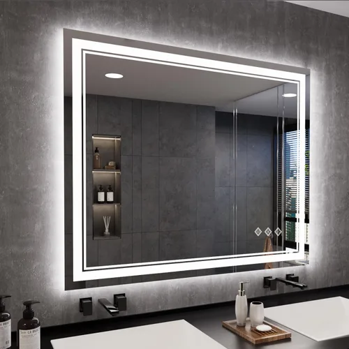 Miniatura 8 de Espejo LED, 20 x 28 pulgadas, gradiente frontal y retroiluminado LED, espejo de baño LED de 3 colores regulables CRI>90, IP54, espejo de baño