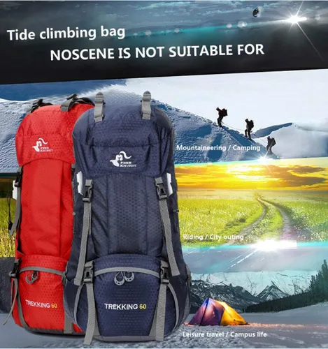 Miniatura 9 de Bseash Mochila impermeable de 60 L para senderismo y campamento con cubierta para lluvia, mochila grande para deportes al aire libre, mochila