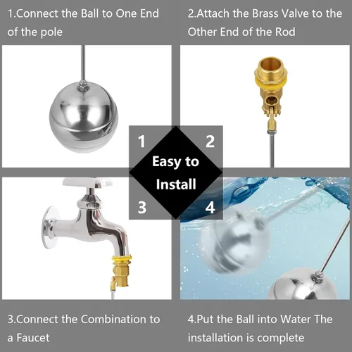 Miniatura 5 de WOPPLXY Válvula de flotador de 2 piezas para tanque de agua, válvula de flotador de agua DN20 de 3/4 pulgadas, válvula de bola de flotador de acero