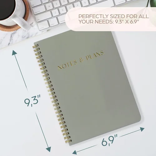Miniatura 8 de Hermoso planificador diario y cuaderno con horario por hora, bloc de notas estético en espiral para organizar fácilmente tus tareas y citas, Verde