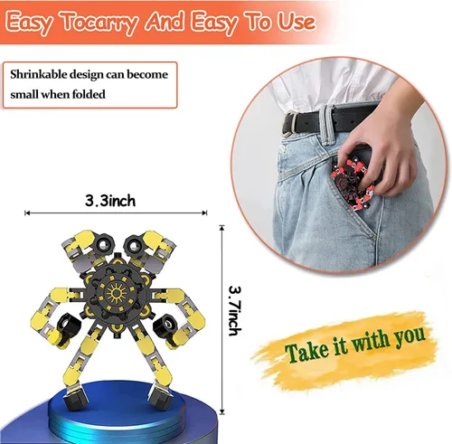Miniatura 4 de 20 piezas de juguetes fidget spinners al azar, juguetes dedo robot deformables DIY, juguete spinner de descompresión, juguetes gyro mecánicos