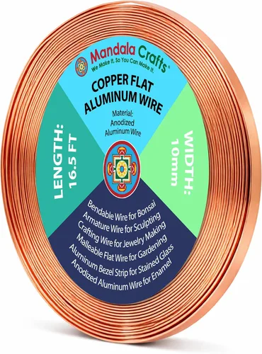 Miniatura 19 de Mandala Crafts Alambre de aluminio anodizado plano de 0.118 in para fabricación de joyas, alambre de bisel negro flexible de color de 33 pies