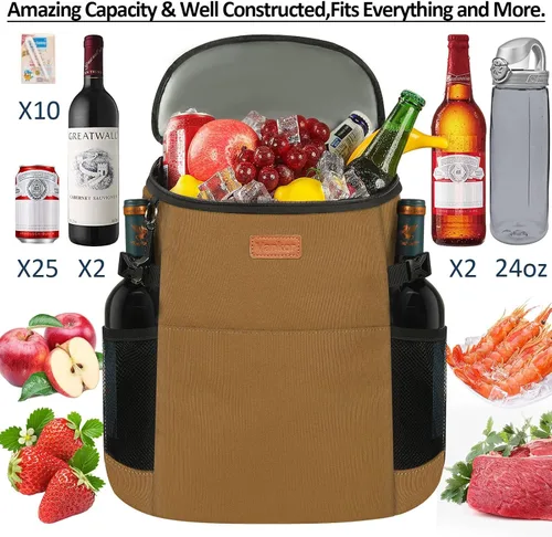 Miniatura 4 de Mochila Enfriadora de Camping para 30 Latas, Mochilas Enfriadoras Suaves Aisladas a Prueba de Fugas Bolsa Enfriadora de Viaje Impermeable Almuerzo