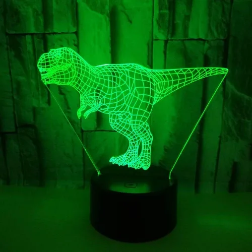 Miniatura 6 de Wiscky - Lámpara de escritorio con luz nocturna 3D de dinosaurio, 7 colores con ilusión óptica de control táctil, con base acrílica plana y ABS