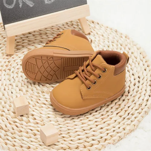 Miniatura 4 de Casazoe Botas casuales de cuero para niños y niñas, zapatos de vestir para exteriores, con cordones, suela de textura antideslizante, mocasines