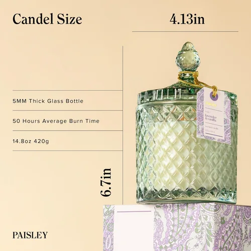 Miniatura 2 de Velas perfumadas de vainilla y lavanda, vela grande de mecha de madera de 14.8 onzas Cera de soja natural, 70 horas de larga duración No tóxicas