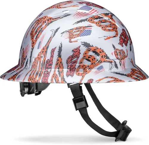 Miniatura 11 de Casco de construcción OSHA de ala completa con diseño camuflaje ventilado de acabado mate, suspensión de 6 puntos