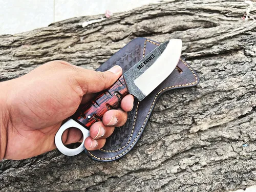 Miniatura 3 de TAC KNIVES Cuchillo de Caza al Aire Libre para Acampar de Hoja Fija de Espiga Completa de 7'' en Funda Regalo Para Él Acero de Alto Carbono 1095
